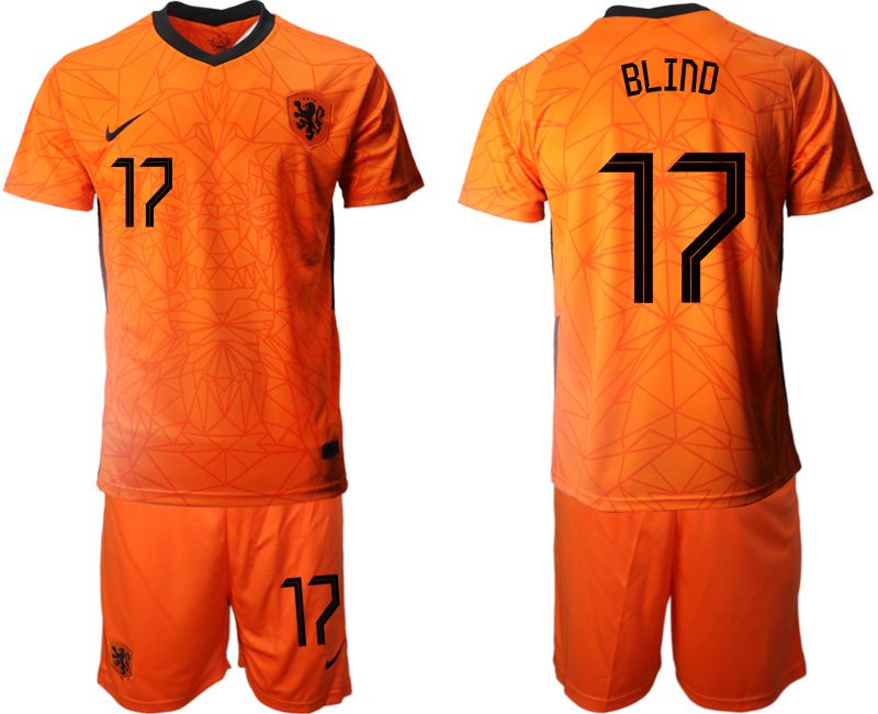 Men 2020-2021 European Cup Netherlands home orange #17 Nike Soccer Jersey